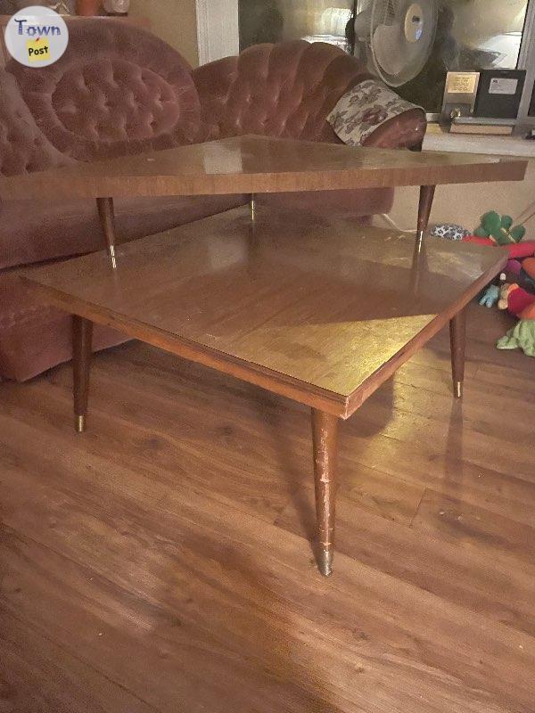 Photo of Vintage Atomic Era corner table two tier