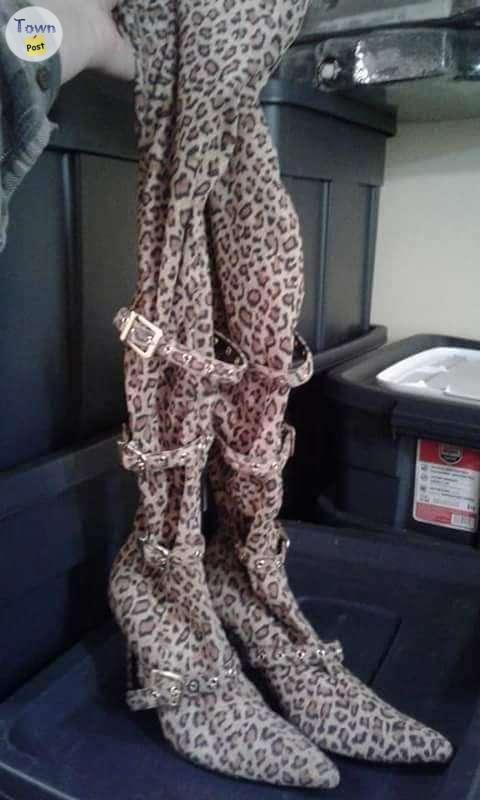 Photo of Tall Leopard print boots