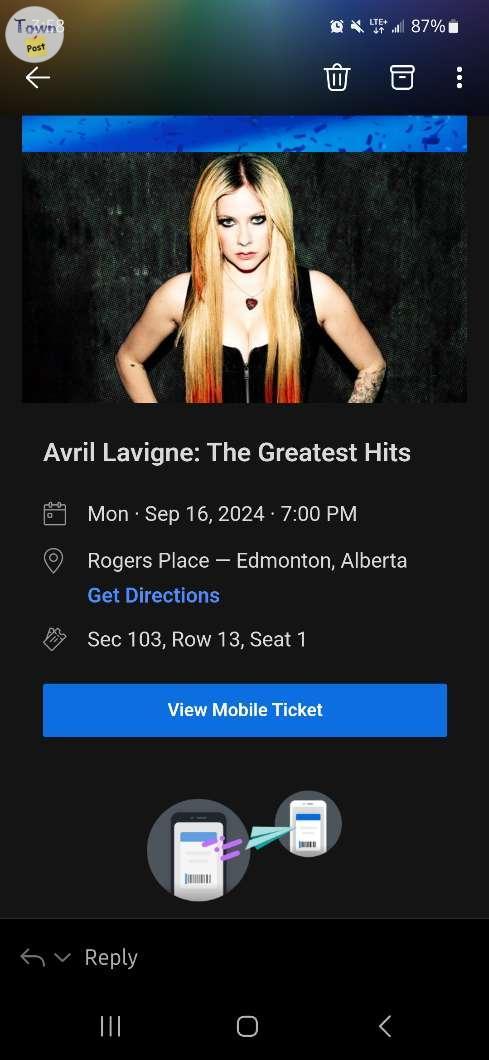 Photo of 1 ticket to Avril Lavigne